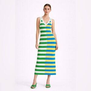 BB Dakota Steve Madden Striped Midi Dress XS Staud Minimalist Colorblock